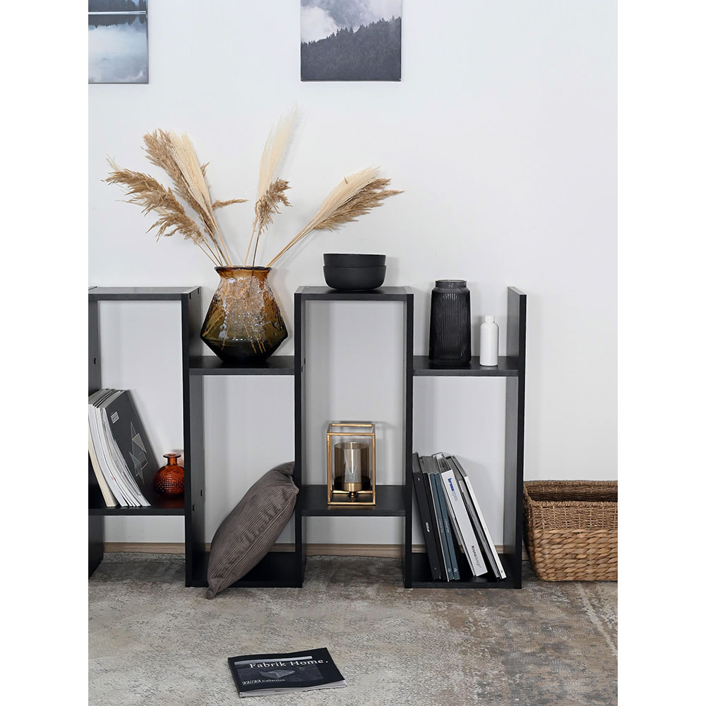 Biblioteca Wally, negru, 80 x 25 x 180 cm