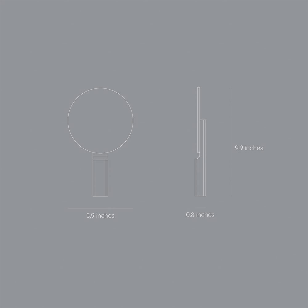 Oglinda cosmetica SPIN Paddle Vanity, 15 x 25 cm, Lemn, galben