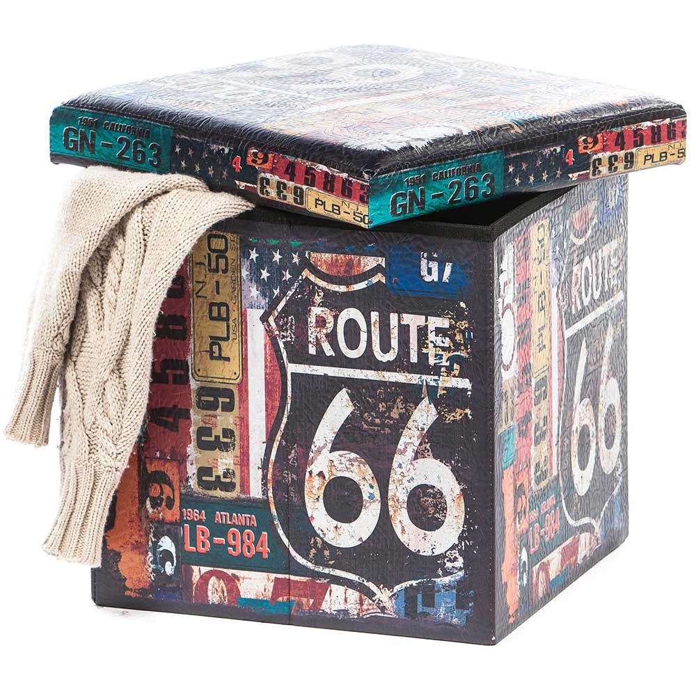 Cutie depozitare Route 66, 38 x 38 x 37.5 cm, multicolor
