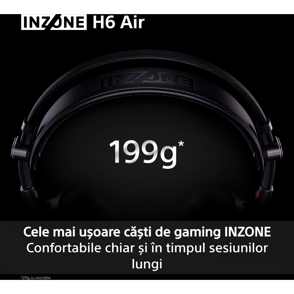 Casti Gaming SONY INZONE H6 Air MDR-G600B, 7.1, multiplatforma, 3.5mm, negru