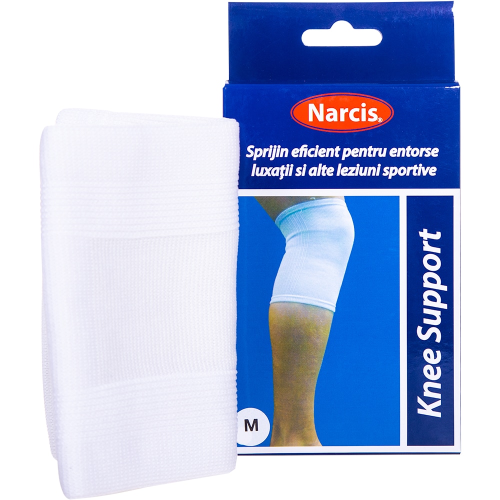 Genunchiera elastica NARCIS, alb, Marime M