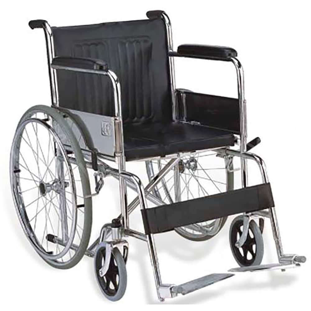 Scaun cu rotile BEST M 809, sezut 41 cm, greutate suportata 100 kg, piele ecologica, negru-argintiu