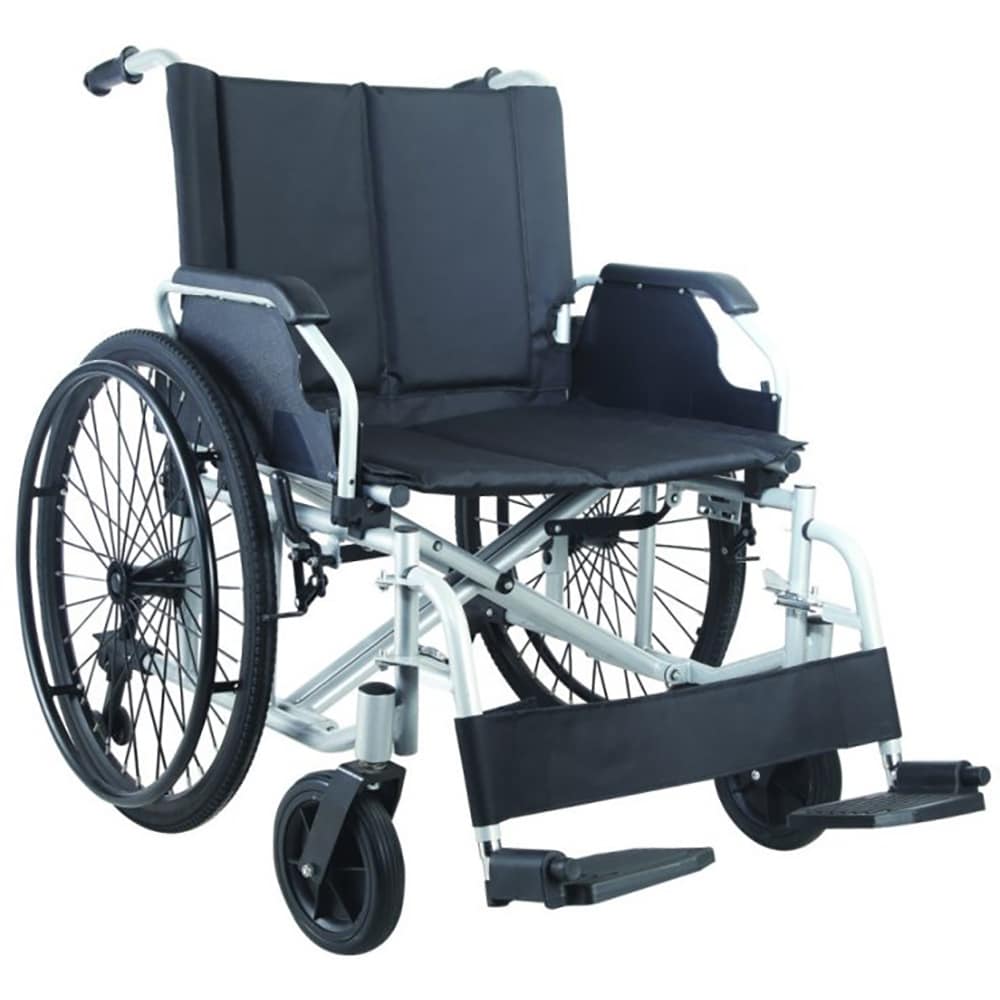 Scaun cu rotile BEST M 956 Q-60, sezut 60 cm, greutate suportata 225 kg, piele ecologica, negru-argintiu