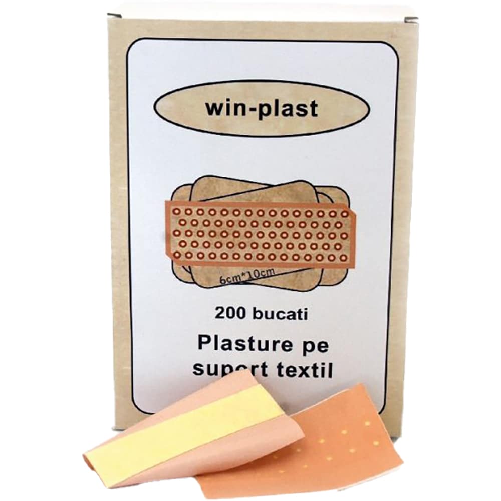 Plasturi pe suport textil EVRIKA, 6 x 10 cm, 200 buc