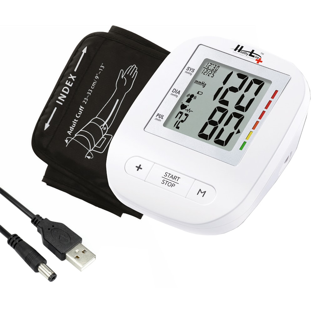 Tensiometru pentru brat cu USB HEALTHYLINE SHL-858A3, 2 utilizatori x 240 memorii, alb