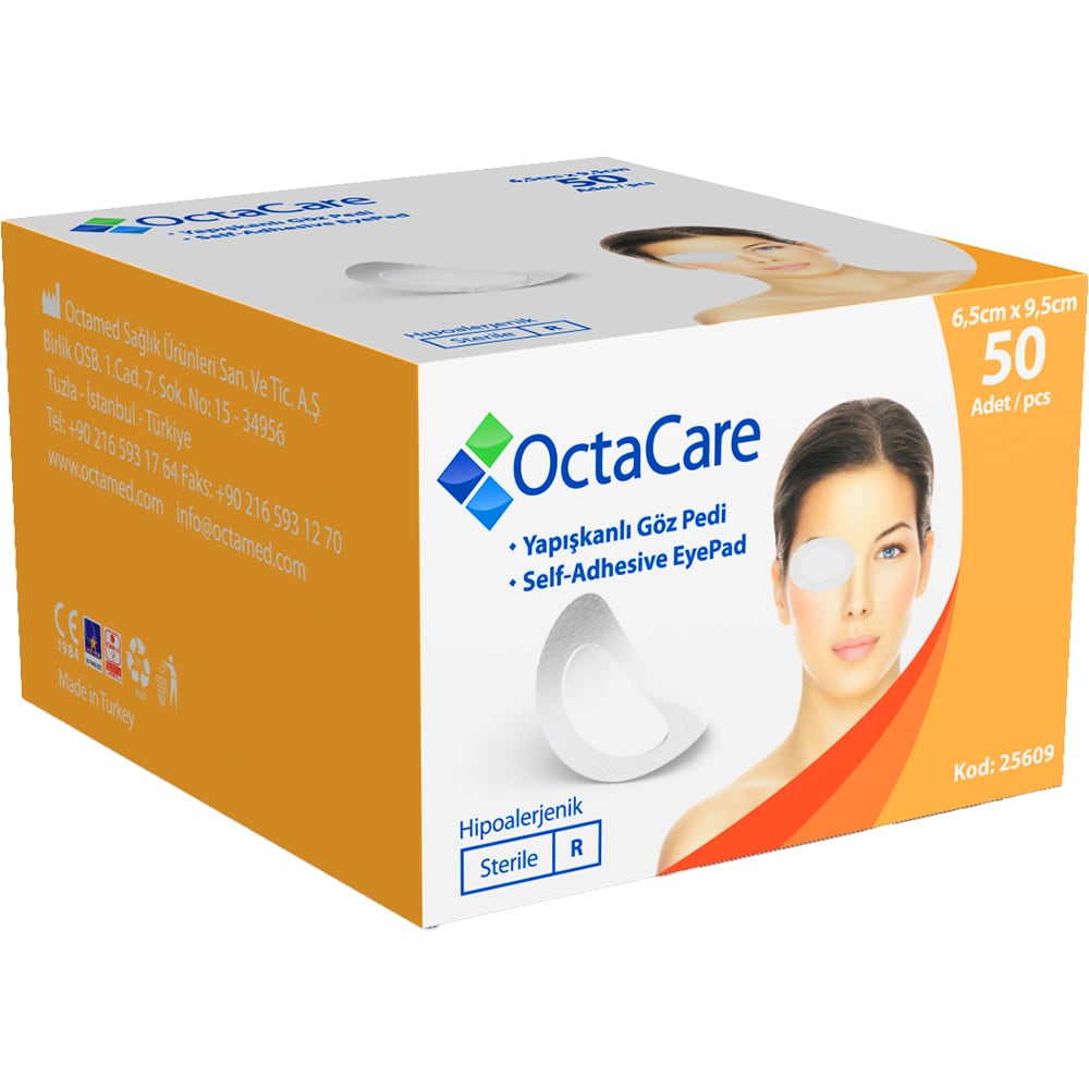 Plasturi oculari sterili pentru adulti OCTACARE, 6.5 x 9.5 cm, 50 buc