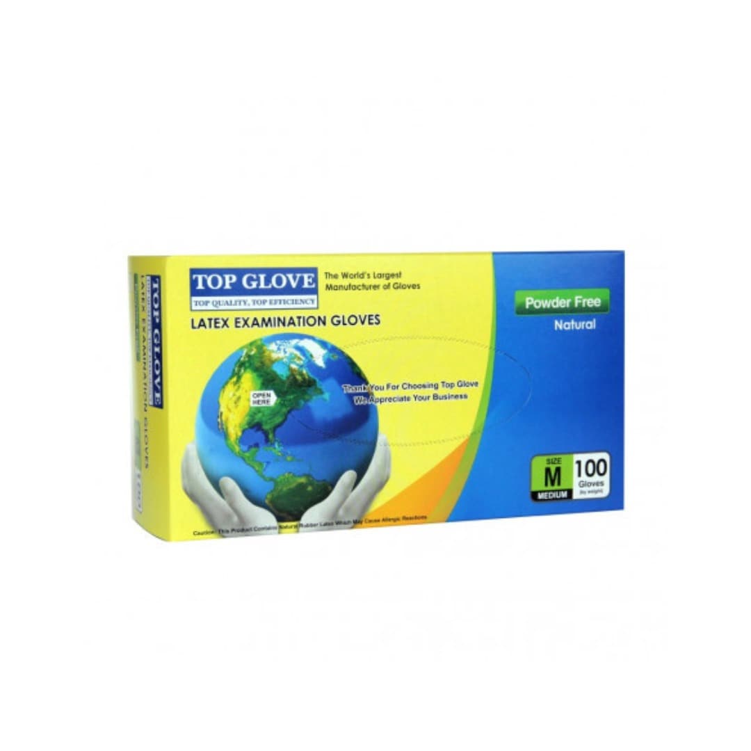 Manusi de unica folosinta TOP GLOVE, latex, marimea M, 100 buc