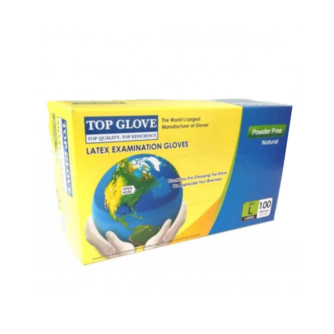 Manusi de unica folosinta TOP GLOVE, latex, marimea L, 100 buc