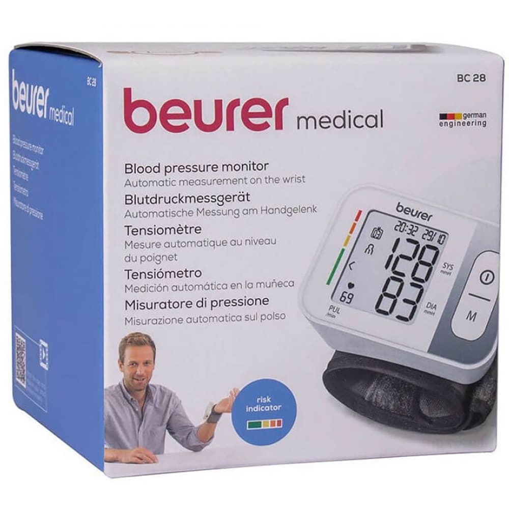 Tensiometru digital de incheietura BEURER BC28, 2 utilizatori x 60 memorii, alb