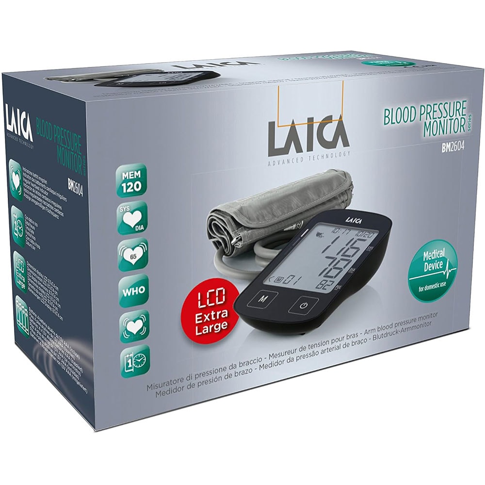Tensiometru digital de brat LAICA BM2604, 4 utilizatori x 30 memorii, negru