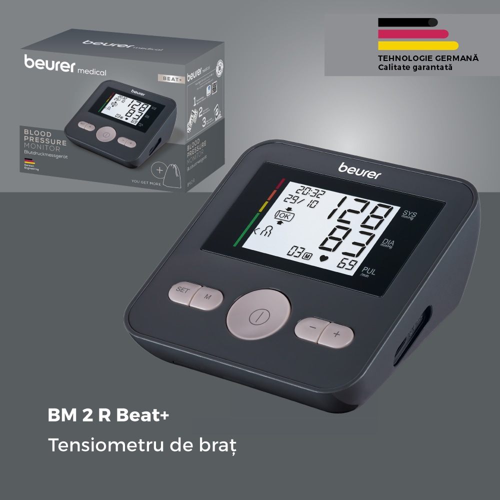 Tensiometru digital de brat BEURER BM2R, argintiu inchis