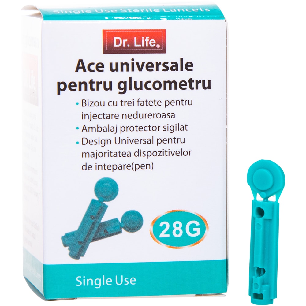 Ace pentru glucometru DR. LIFE, 100 buc., alb