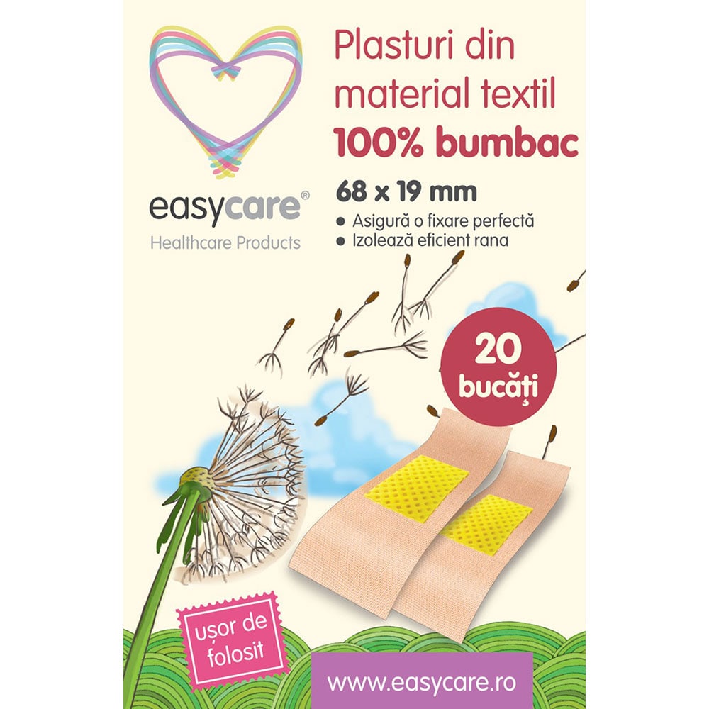 Plasturi bumbac EASYCARE, 10 cutii x 20 buc