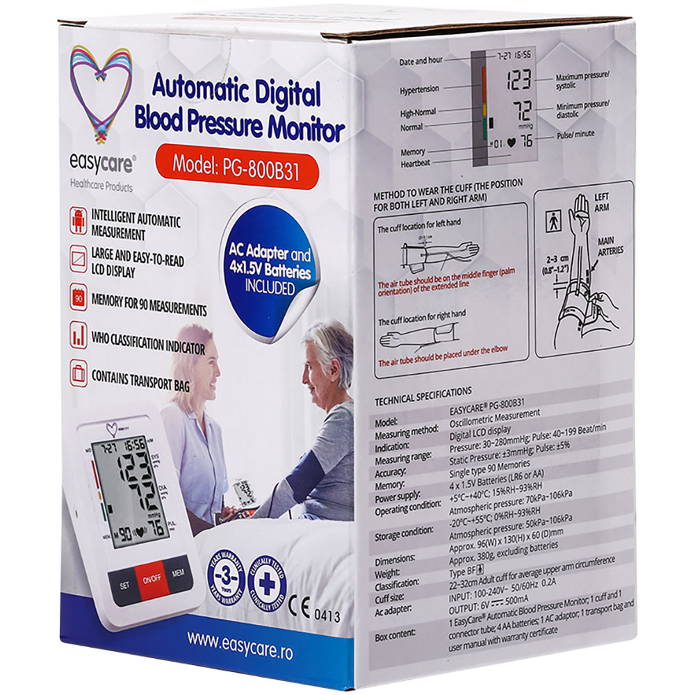 Tensiometru digital de brat EASYCARE, alb