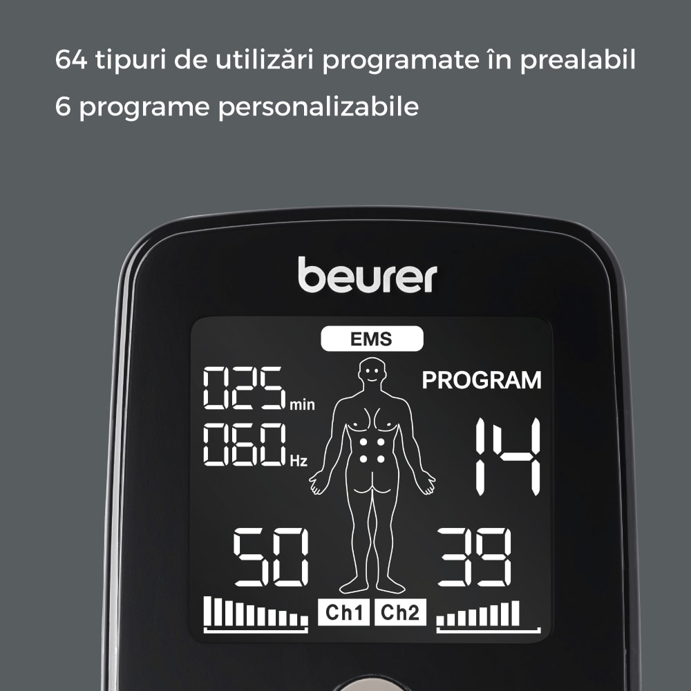 Aparat electrostimulare BEURER EM1R, argintiu inchis