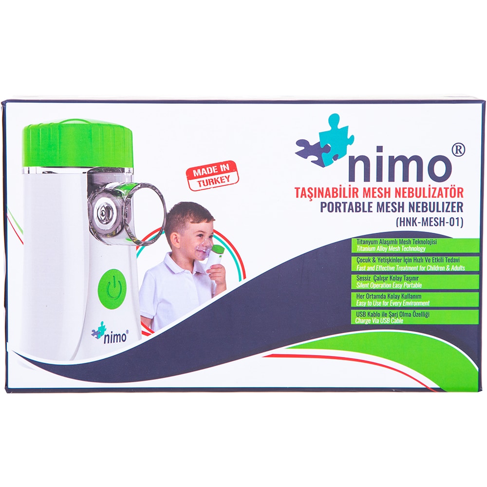 Nebulizator portabil cu membrana titan NIMO HNK-MESH-01, alb-verde