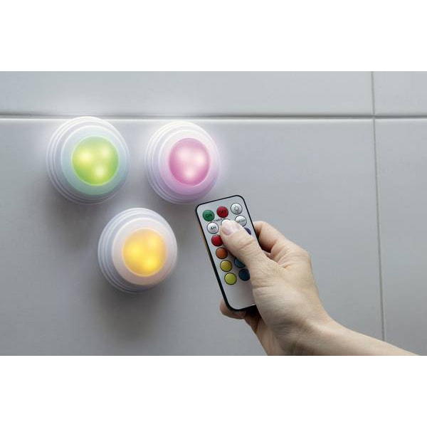 Set 5 lampi de veghe LED MEDIASHOP Handy Lux Colors M20054, 3W, IP65, telecomanda, multicolor