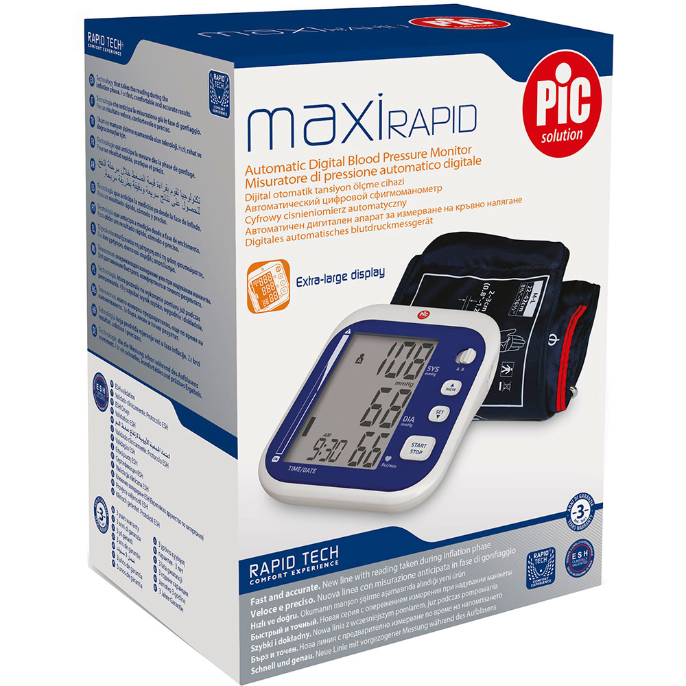 Tensiometru digital de brat PIC Maxi rapid, 2 utilizatori x 100 memorii, alb