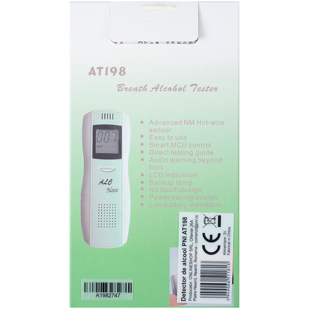 Alcool tester PNI AT198, display LCD, alb