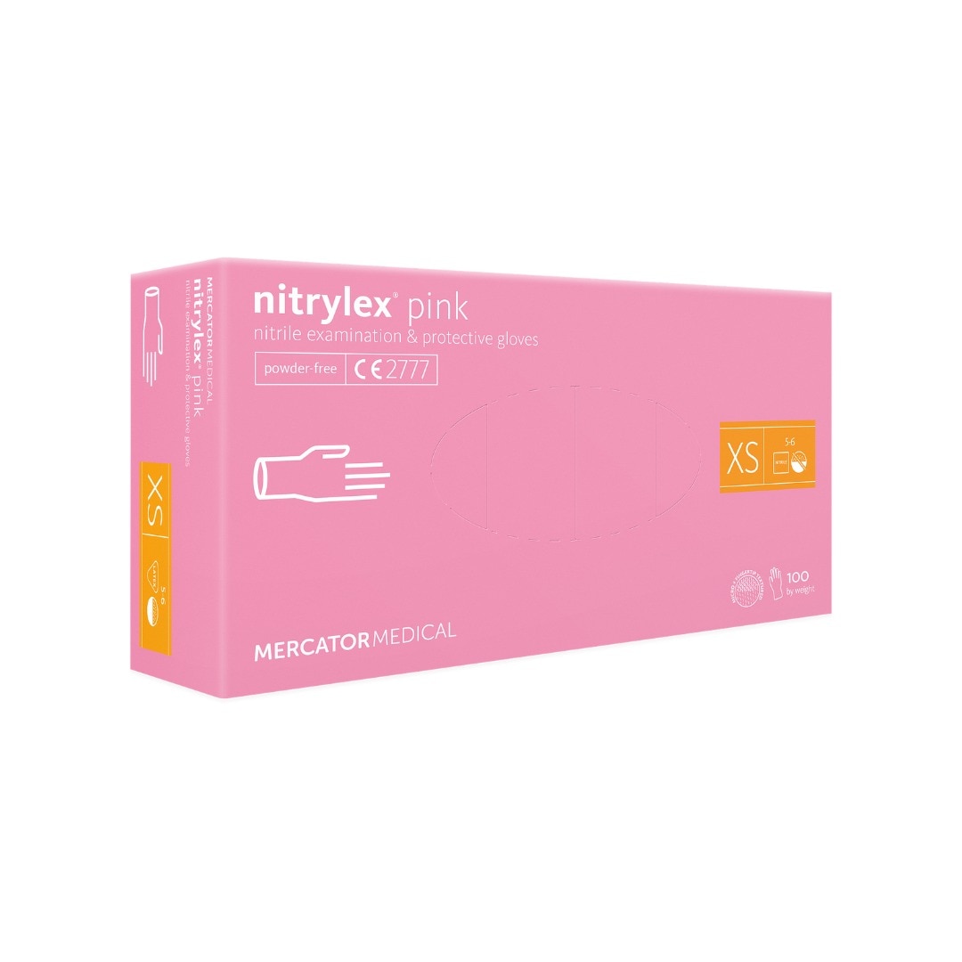 Manusi de unica folosinta MERCATOR Nitrylex Pink, nitril, marimea XS, 100 buc