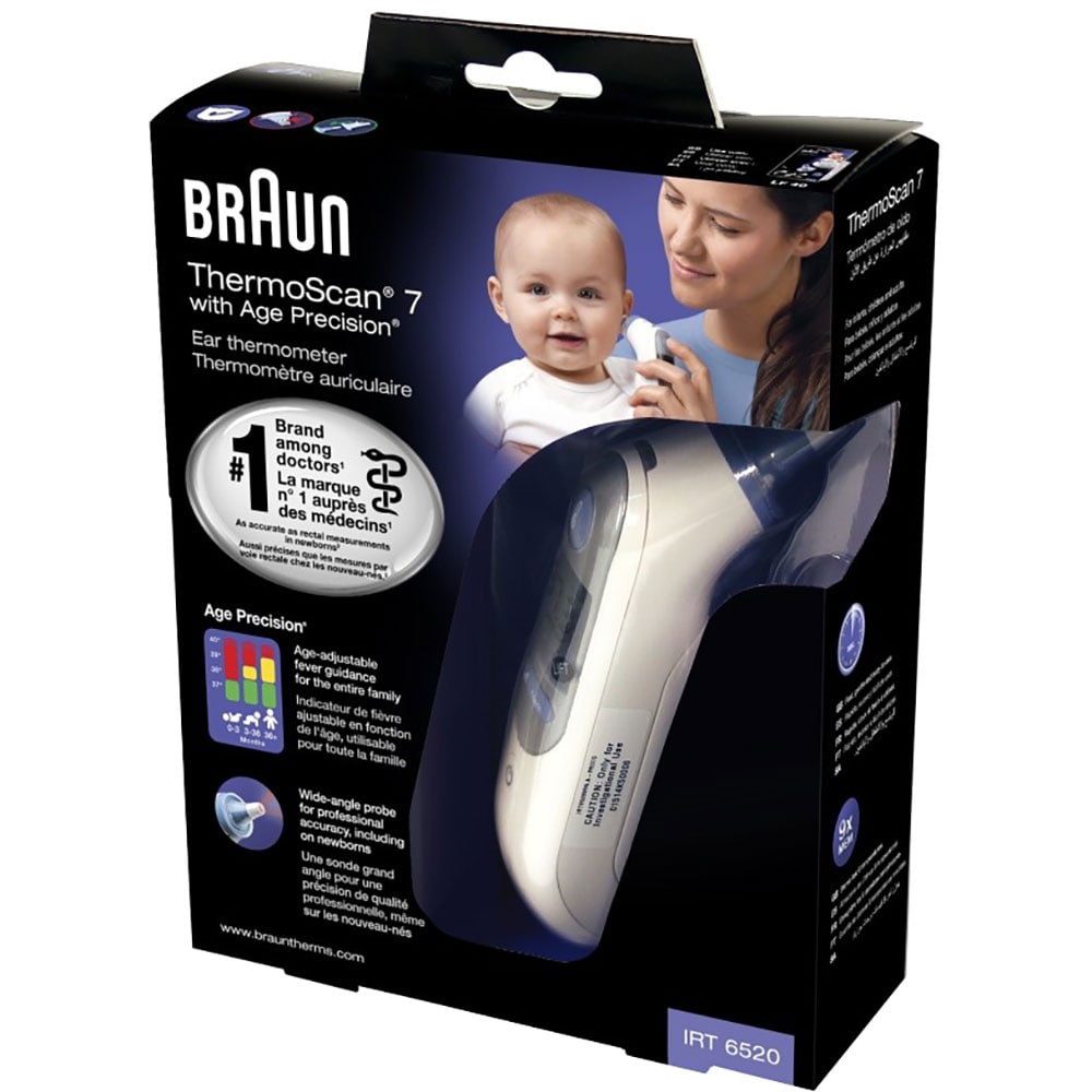 Termometru auricular BRAUN Termoscan 7 Age Precision TOW004690, alb-gri