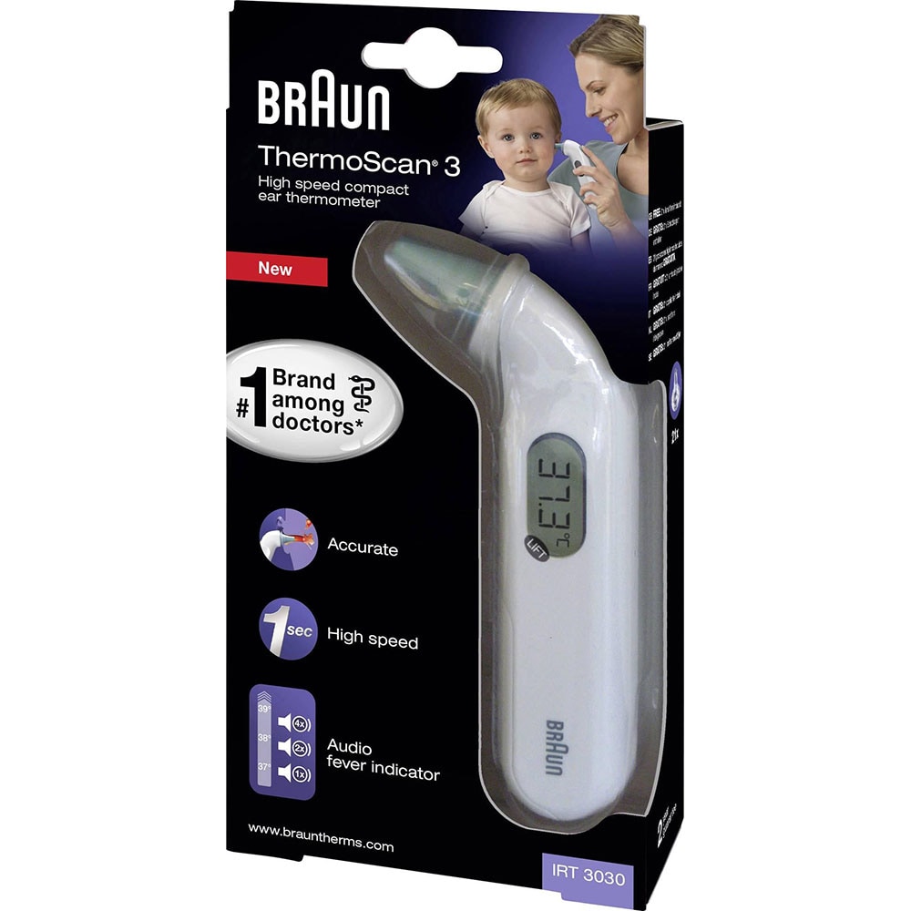 Termometru auricular BRAUN Thermoscan 3 TOW004783, alb-albastru