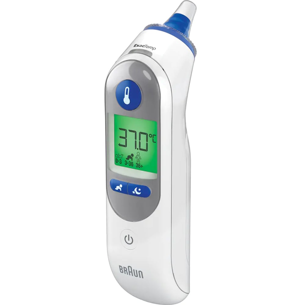 Termometru auricular BRAUN Thermoscan 7+ TOW018629, night mode, alb-albastru