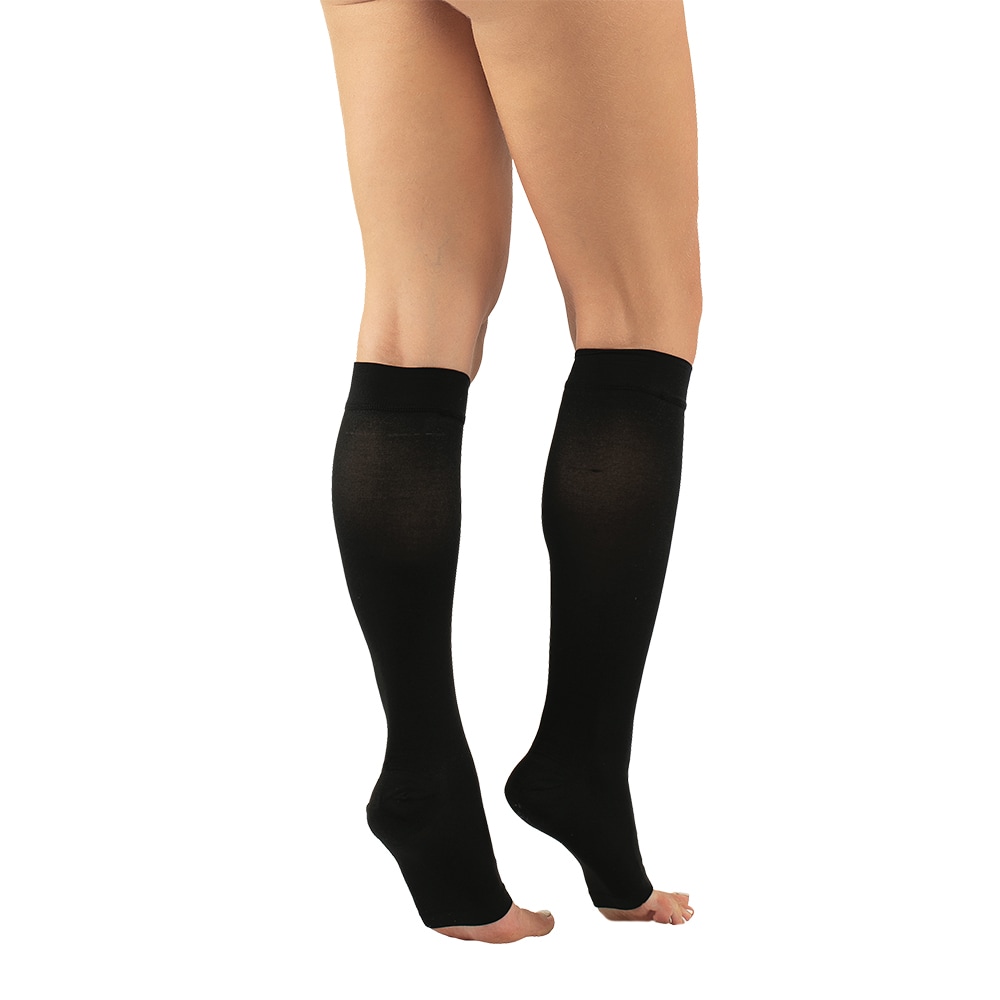 Ciorapi compresivi medicinali pana la genunchi VIZOR 5301-A, clasa 2, varf deschis, marimea 1, negru