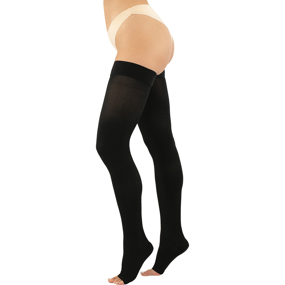 Ciorapi compresivi medicinali pana la coapsa VIZOR 5303-A, clasa II, varf deschis, marimea 2, negru