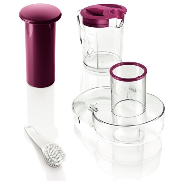 Storcator fructe si legume BOSCH MES25C0, 1.25l, 700W, 2 trepte viteza, alb - roz 