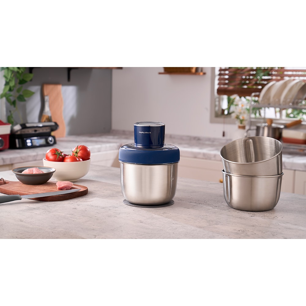 Mini tocator MORPHY RICHARDS MFP1003, 1.5l, 350W, 1 teapta viteza, albastru inchis-argintiu