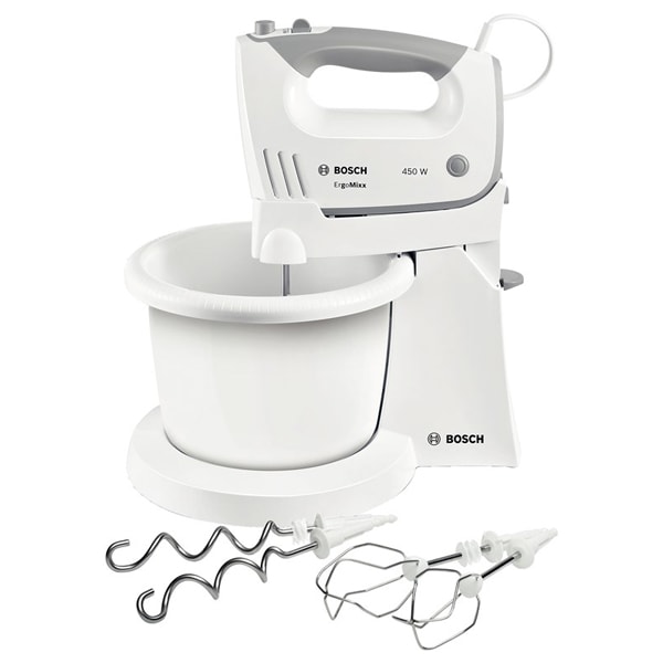 Mixer cu bol BOSCH ErgoMixx MFQ36460, 1l; 450W, 5 trepte viteza, alb-gri