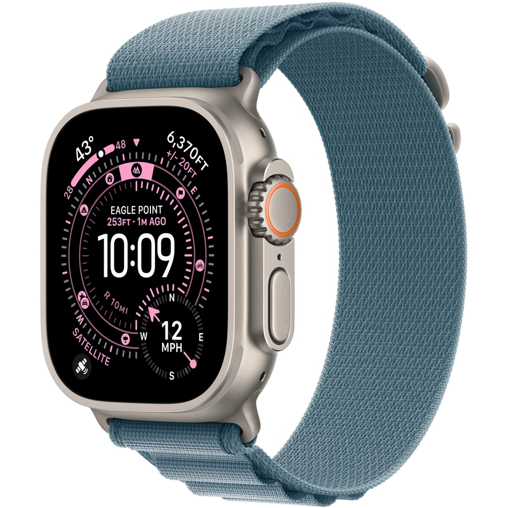 Bratara pentru APPLE Watch 49mm Light Blue Alpine Loop - Small - Natural Titanium Finish, MFTH4ZM/A