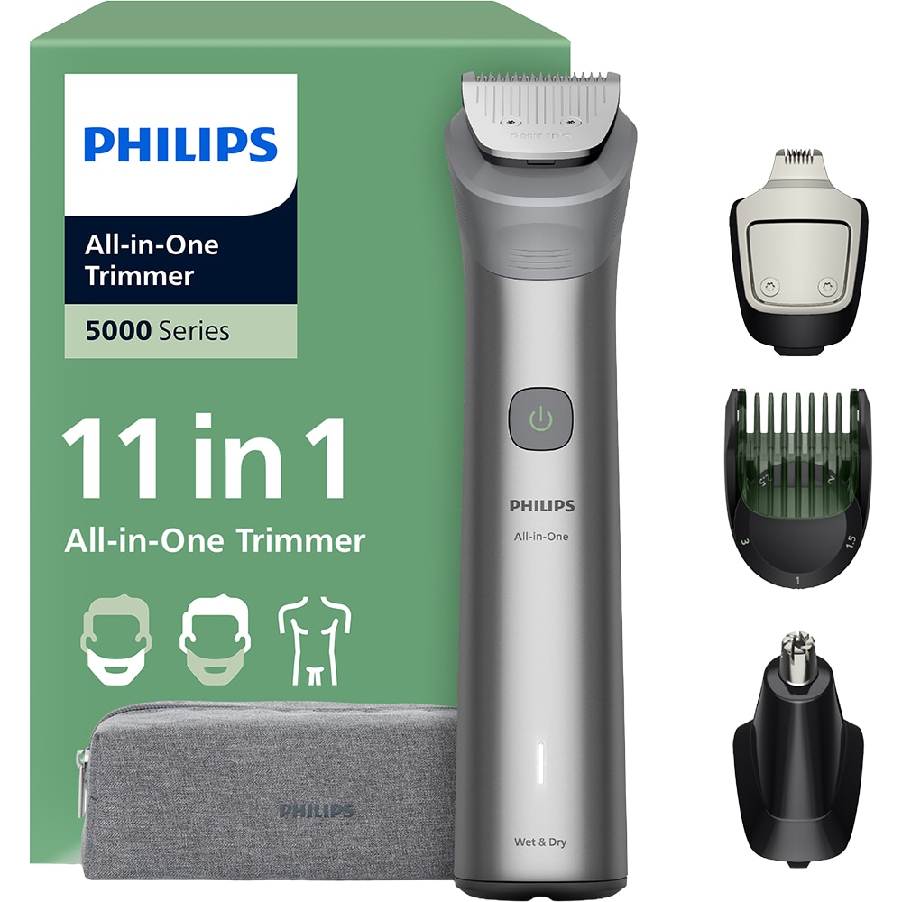 Aparat de tuns multifunctional 11 in 1 PHILIPS Series 5000 Series MG5941/15, acumulator, autonomie 120 min, argintiu