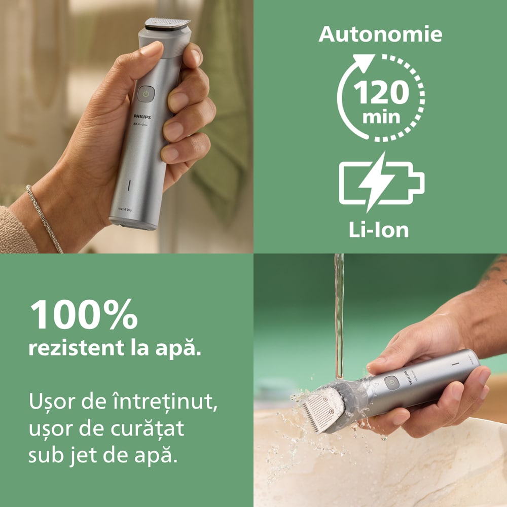 Aparat de tuns multifunctional 11 in 1 PHILIPS Series 5000 Series MG5941/15, acumulator, autonomie 120 min, argintiu
