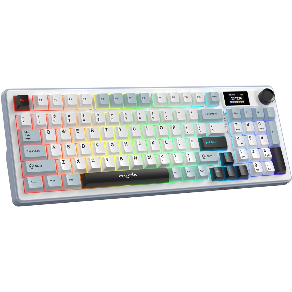 Tastatura Gaming Wireless mecanica MYRIA MG7544, Bluetooth, USB, Layout US, alb