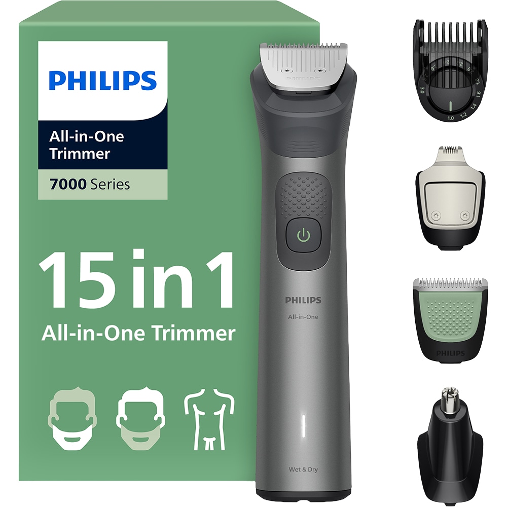 Aparat de tuns multifunctional 15 in 1 PHILIPS Series 7000 MG7921/15, acumulator, autonomie 120 min, gri