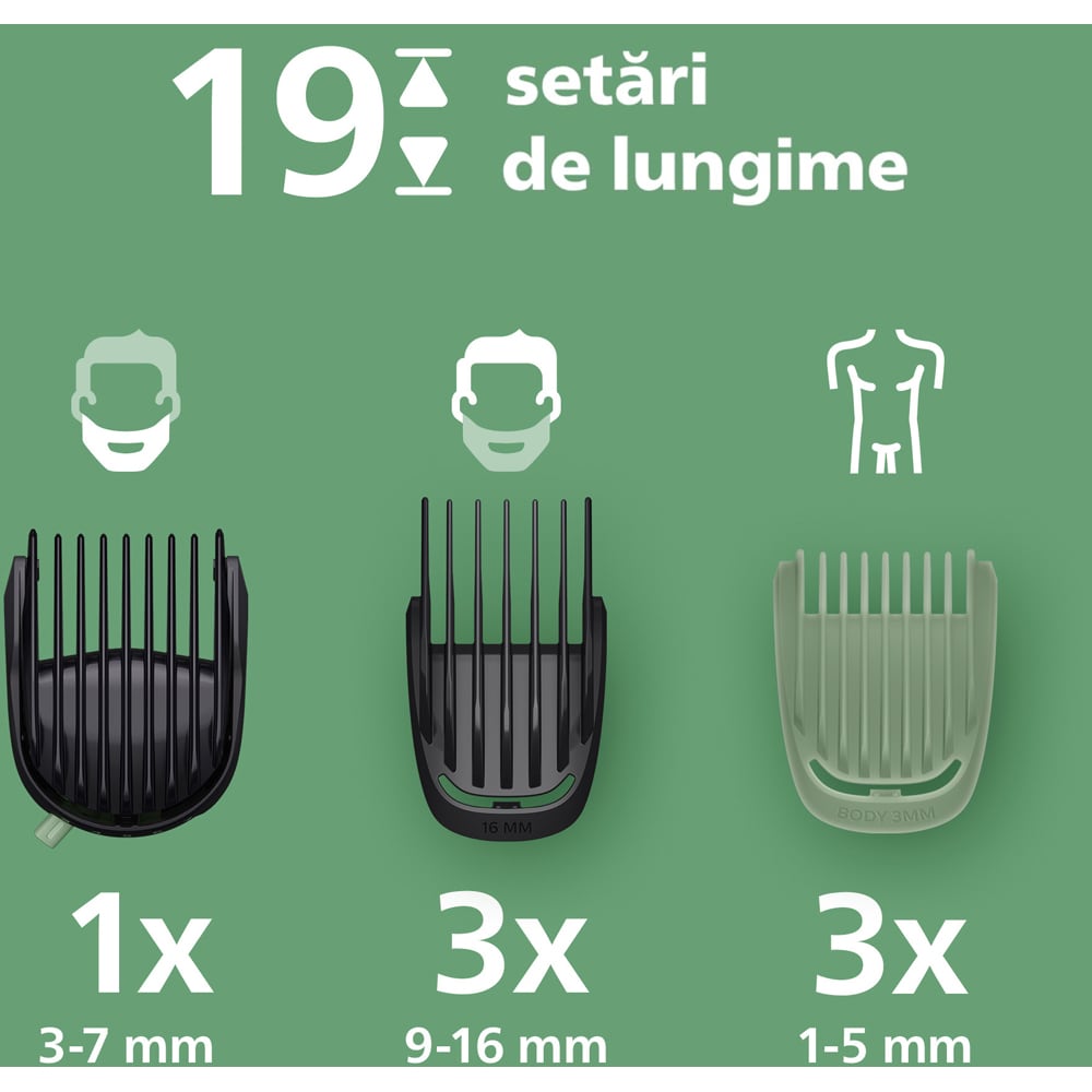 Aparat de tuns multifunctional 15 in 1 PHILIPS Series 7000 MG7921/15, acumulator, autonomie 120 min, gri