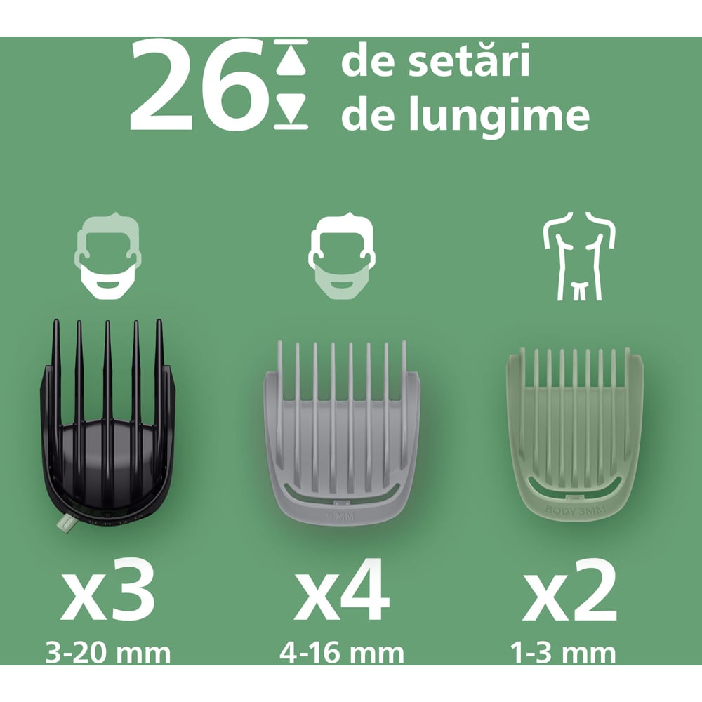Aparat de tuns multifunctional 17 in 1 PHILIPS Series 7000 MG7951/15, acumulator, autonomie 120 min, gri