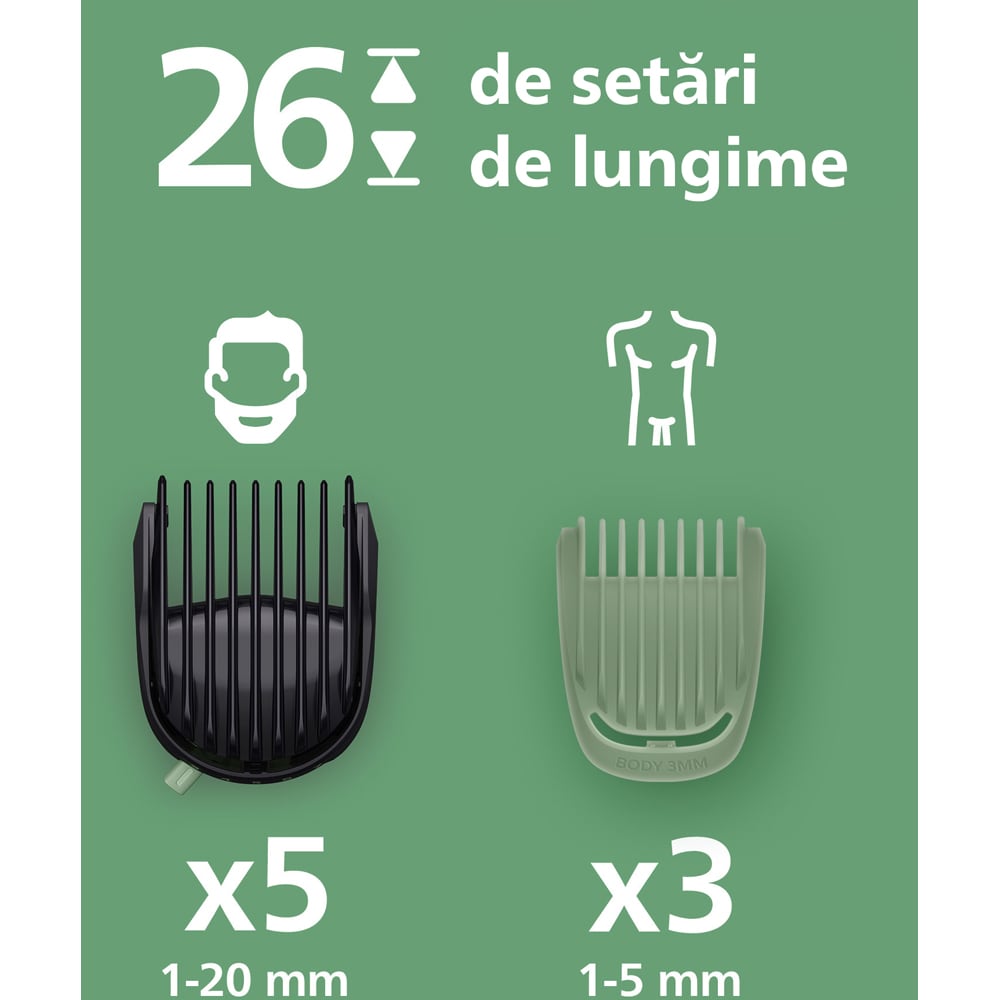 Aparat de tuns multifunctional 17 in 1 PHILIPS Series 7000 MG7961/15, acumulator, autonomie 120 min, gri