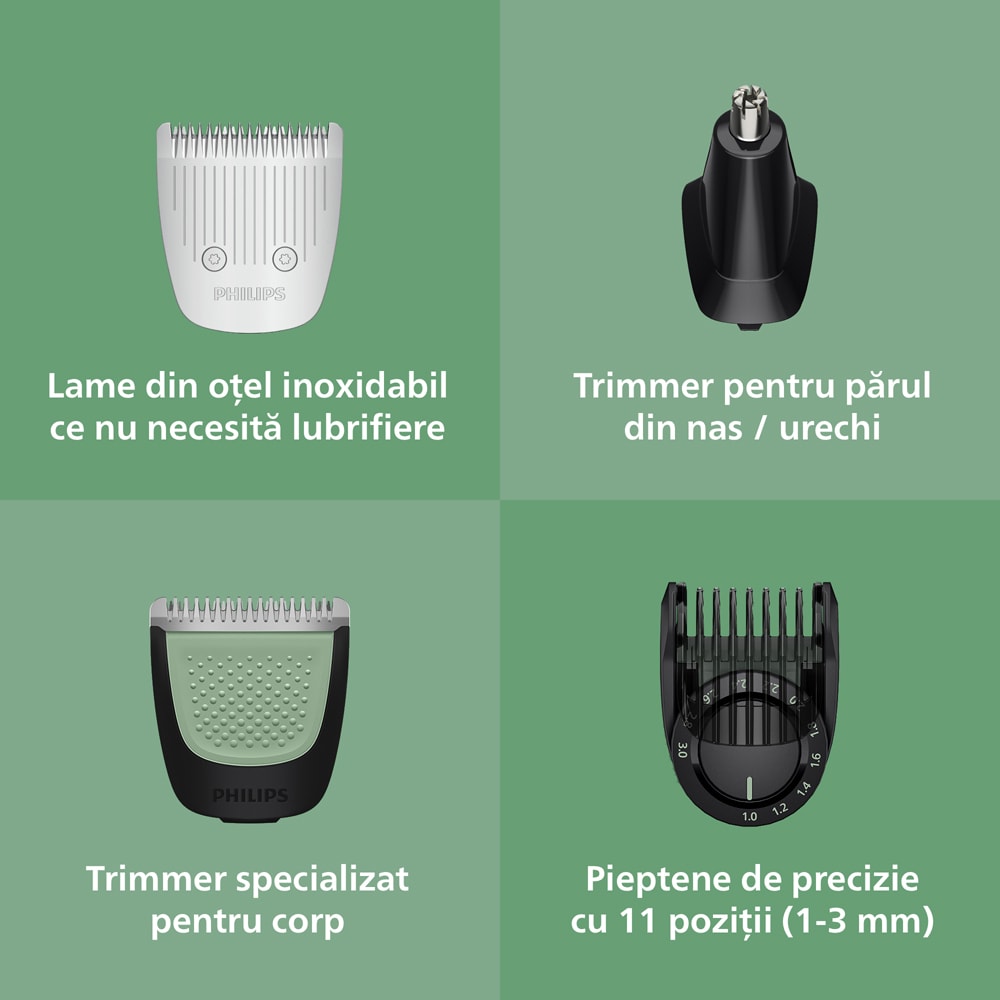 Aparat de tuns multifunctional 17 in 1 PHILIPS Series 9000, acumulator, autonomie 120 min, gri