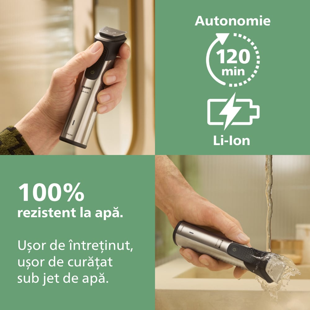 Aparat de tuns multifunctional 17 in 1 PHILIPS Series 9000, acumulator, autonomie 120 min, gri