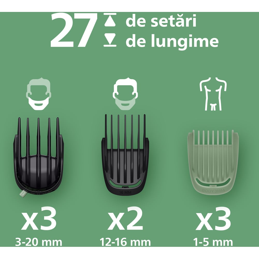 Aparat de tuns multifunctional 19 in 1 PHILIPS Series 9000 MG9556/15, acumulator, autonomie 120 min, negru