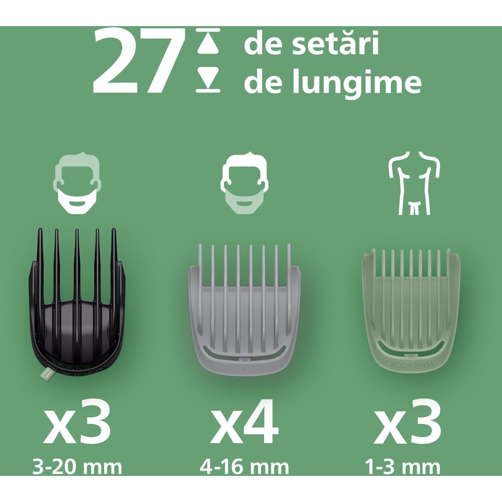 Aparat de tuns multifunctional 20 in 1 PHILIPS Series 9000 MG9558/15, acumulator, autonomie 120 min, gri