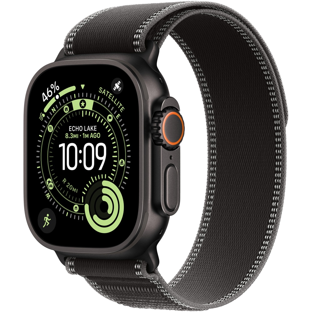 Bratara pentru APPLE Watch 49mm Black/Charcoal Trail Loop - S/M - Black Titanium Finish, MG9T4ZM/A