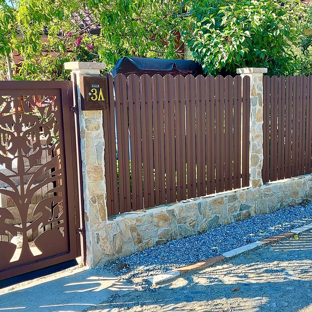 Sipca metalica gard Tisa, 11.5 x 130 cm, maro inchis mat, 25 bucati