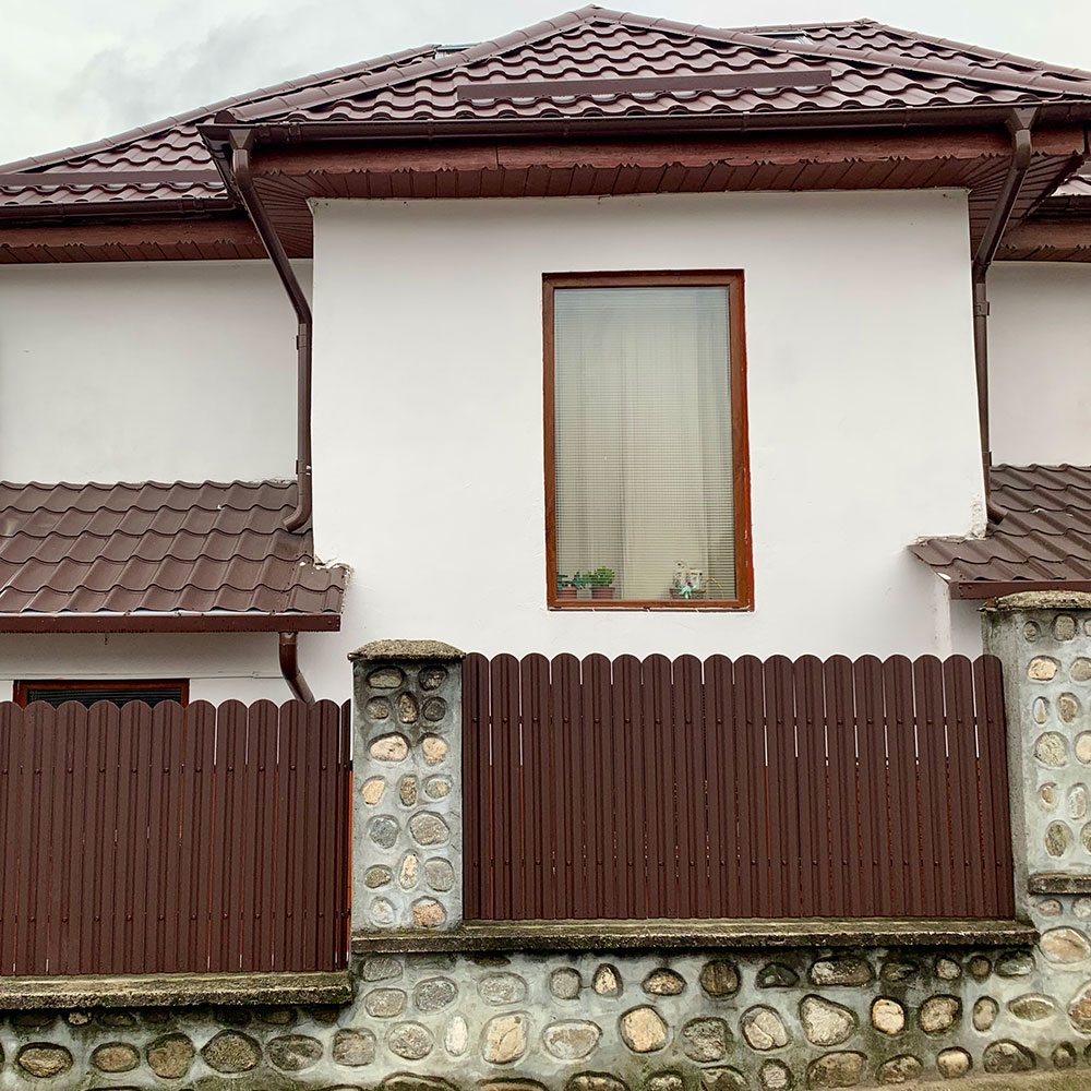 Sipca metalica gard Tisa, 11.5 x 130 cm, maro mat, 25 bucati