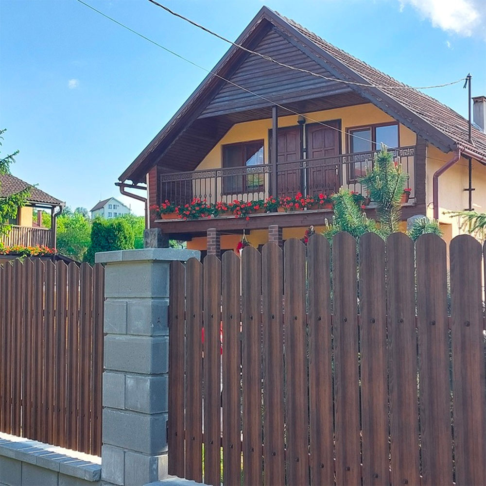 Sipca metalica gard Tisa, 11.5 x 130 cm, maro, 25 bucati