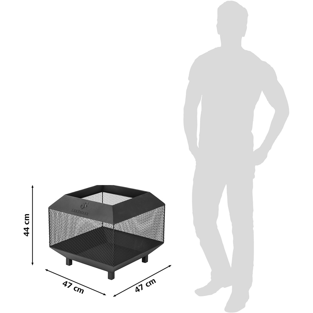 Vatra de foc LANDMANN 03136, otel, 44 x 44 x 40 cm, negru