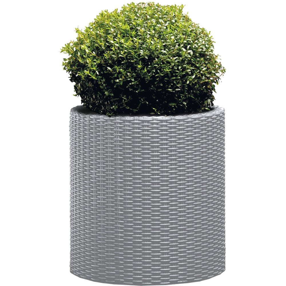 Ghiveci flori KETER model ratan, plastic, D 43.7 cm, gri